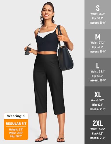 Image of ISEEGZ 15 inch / 18 inch / 21 inch / 25 inch Capri Pants for Women High Waist with Pockets Women's Capris Workout Yoga Pants Loose Straight Leg
