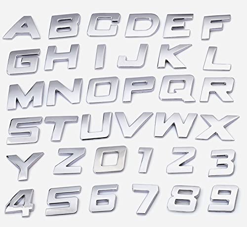 NewL Letras de Metal en 3D con números autoadhesivos del Alfabeto para Coche, Accesorios para decoración de Coche (Cursiva mayúscula)