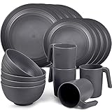 Shopwithgreen Plastic Dinnerware Sets (16PCS) - Lightweight & Unbreakable Dinnerware Set - Microwave...