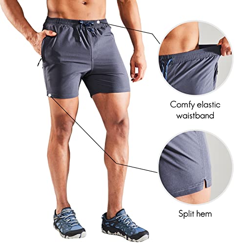 Haimont Men's Quick Dry Hiking Shorts 5” Lightweight Water Repellent Outdoor Shorts, Breathable, Odyssey Grey, M #TOP1