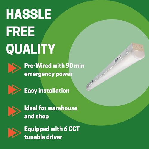 Tira LED lineal 4ft 40W con batería de emergencia 4 unidades miniatura 6