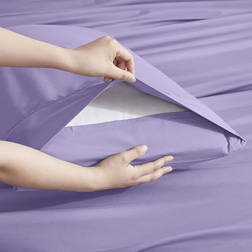 Image of Nestl Extra Deep Full Sheet Set - 6 Piece Breathable & Cooling Sheets - Hotel Luxury Bedding Set w /18-24 Inch Deep Pockets - Easy & Secure Fit - Super Soft, Wrinkle Free & Comfy - Lavender