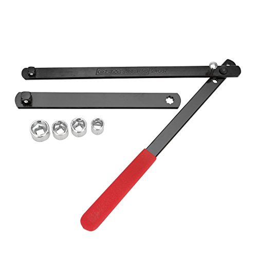 Oemtools 24687 Serpentine Belt Tool Set | Includes 3/8 Drive Handle, 1/2 & 3/8 Square Drive Adapters, & 4 Shallow Sockets (13, 15, 16, & 18 Mm) | Release Spring Pressure & Remove Tensioner Pulley #TOP1