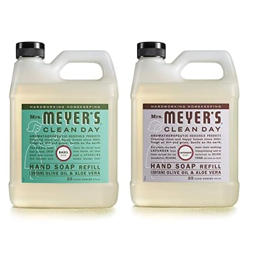 MRS. MEYER'S CLEAN DAY Recarga De Sabonete Líquido Para Mãos Mrs. Meyer, 1 Manjericão, 1 Lavanda, 2 Ct (Pacote Variado)