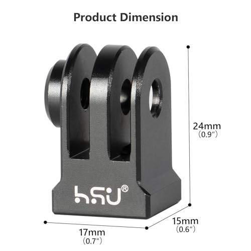 Image of HSU Aluminum Alloy Go Pro Tripod Mount Adapter for Go Pro Hero 12 /11 /10 /9 /8 /7 /6, Mini 1 /4-20 Metal Monopod Mount for Campark and Other Action Cameras (Black)