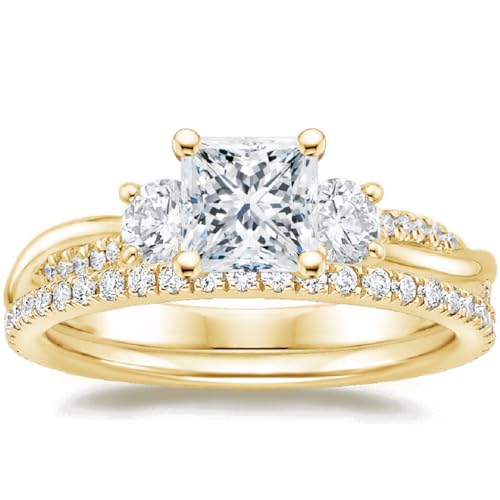 Petite Twisted Vine Moissanite Diamond Ring Set, 2.0 CT Princess Moissanite Engagement Ring Set, Wedding Ring Set, Bridal Ring, Promise/Anniversary Rings for Wife, Beautiful Rings