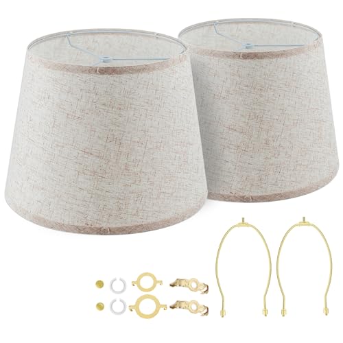 Lámparas De Mesa, Sports Goldblue - Juego de 2 pantallas de lámpara medianas, para lámparas de mesa, lámparas de pie, pantallas de tela de tambor, cubierta de lámpara de tela de...