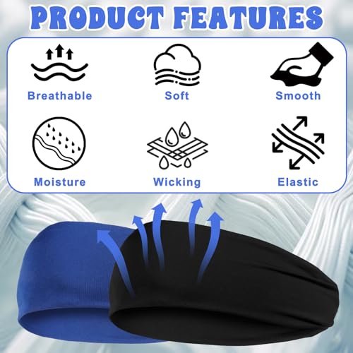 5 Pcs Sports Headbands, Elastic Soccer Headbands Boys Sports Sweatbands Breathable Sweat Wicking Headband for Football Running Basketball Tennis3