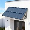 Toldo Fijo de Metal con Marco de Acero Triangular, Toldo de Color Piedra para Entrada de Puerta 52" x 30 3/4", Protector Impermeable para Todo Clima UV Lluvia Nieve para Porche, Ventana, Balcón, Azul 2