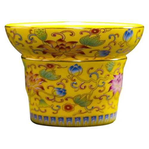 Loose Tea Strainer - Umbrella Shaped Vintage Chinese Ceramic Tea Filter Imperial Yellow Porcelain Loose Leaf Infuser Leak Proof 