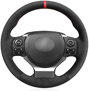 MEWANT Steering Wheel Cover Wrap for Lexus is 200t 250 300 350 F Sport/RC/CT 200h / NX Hand-Stitched Black Suede