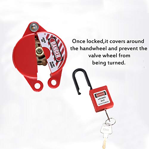 Anpatio 1-2.5 Inches Rotating Gate Valve Lockout Plastic Outdoor Water Hose Protector Cover Door Knob Covers Babyproof With Safety Padlock For Faucet Knob, Spigot And Various Gas Storage Tanks #TOP4