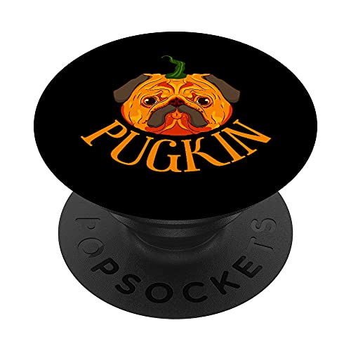 Pugkin Calabaza Pug Halloween PopSockets PopGrip Intercambiable