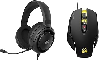 Corsair HS35 Stereo Over Ear Headset, Black & Corsair M65 PRO RGB LASER NOIR 8-Button USBgaming Mouse, Black