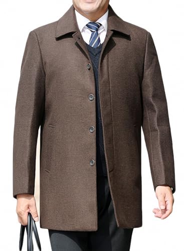 Image of Men's Classical Bussiness Style Single Breasted Plaid Wool Coat #00220237