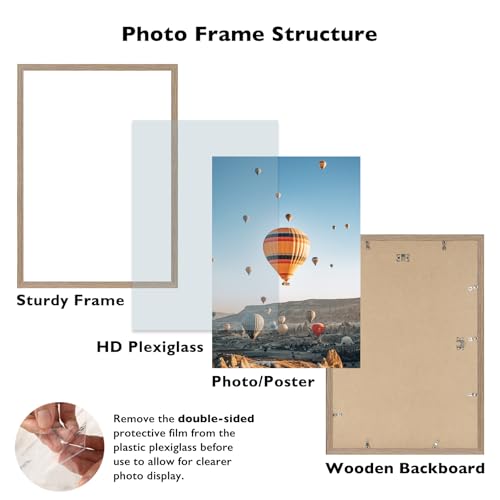 Image of JCJMY 17x24 Picture Frame Rustic Brown for Poster Photo Picture, Horizontal and Vertical Formats for Wall Hanging, 17 x 24 Wall Gallery Poster Photo Frame for 17 by 24 Photos Posters, Rustic Brown