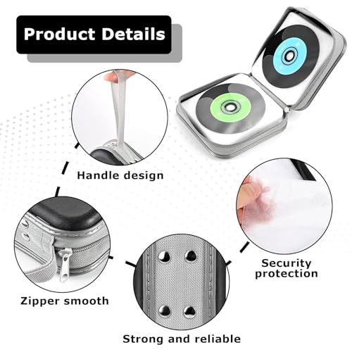 Image of squishy CD Cover Pouch, 40 Capacity Disc Holder for Music Collectors and DJs, Compact DVD Case for Organizing Home Media Collections, Storage Solution for CDs and DVDs, Black