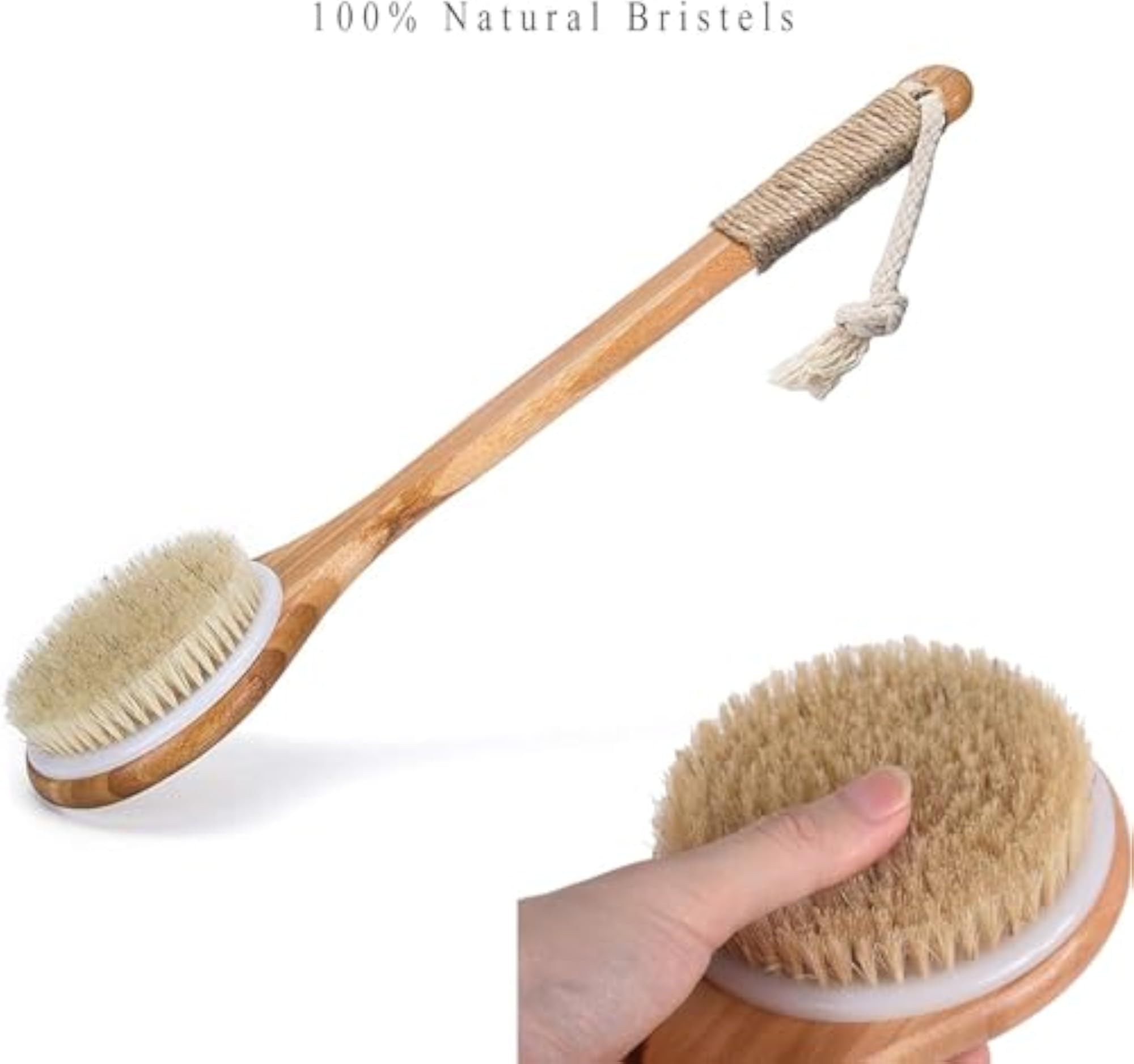 Bamboo Wood Long Handle Body Brush for Exfoliation