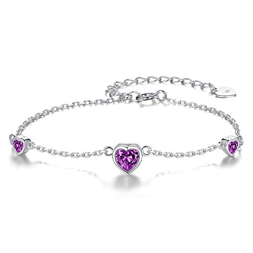 Adjustable Birthstone Heart Bracelet