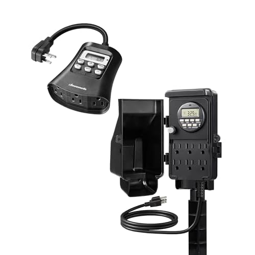 DEWENWILS Outdoor Digital Power Strip Timer, Digital Timer for Lights,