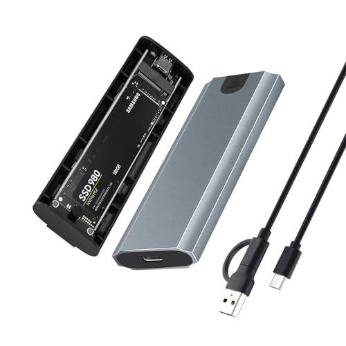 VIVIDRISE Caja SSD M.2 NVMe PCIe USB C 3.2 Gen 2 10Gbps UASP, Adaptador SSD, Carcasa Externa para Disco Duro para PCIe 2242/2260/2280 con Cable Incluido, Soporte UASP y Trim (no SATA)