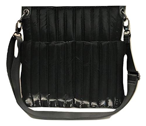 SONDORA ROBERTSパーティバック Sondra Roberts Quilted Shiny Black Nylon Cross Body Bag SRB2