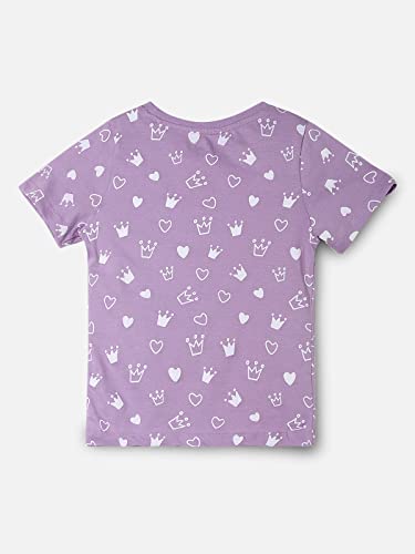 Image of UrbanMark Junior Girls 100% Cotton All Over Printed Half Sleeves T Shirt