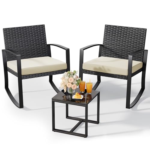 Elegant 3-Piece Porch Rocking Chair Set