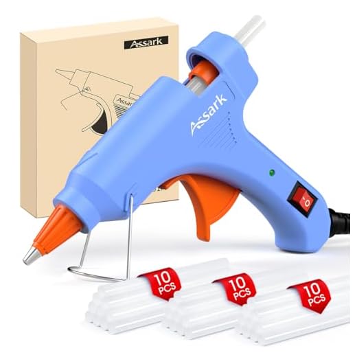 Hot Glue Gun Kit with 30 Glue Sticks(130mm x 7mm), Fast Preheating Hot Melt, High Temp for School Crafts DIY Arts and Quick Home Repairs, 20W Blue