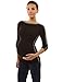PattyBoutik Mama Trimmed Boat Neck Long Sleeve Maternity Tunic (Black L)