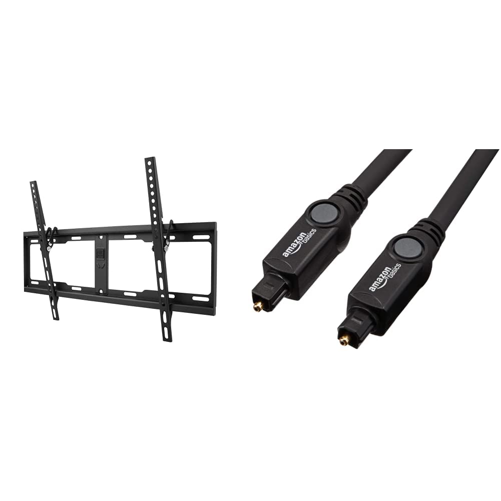 One For All TV Bracket – Tilt Wall Mount – Screen size 32-84 Inch – Max Weight 100kgs – VESA 200x200 to 600x400 – Black - WM4621 & Amazon Basics Digital Optical Audio Toslink Cable