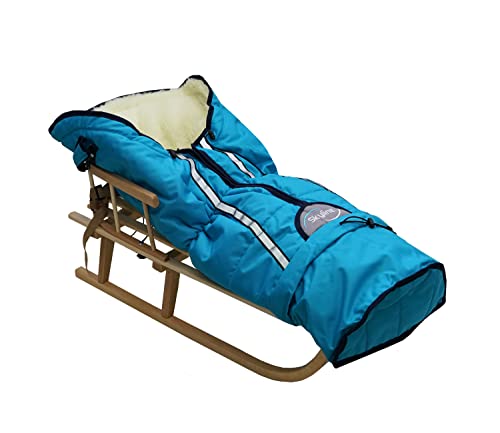 Holzschlitten für Kinder mit Rückenlehne Rodelschlitten Davoser Schlitten...