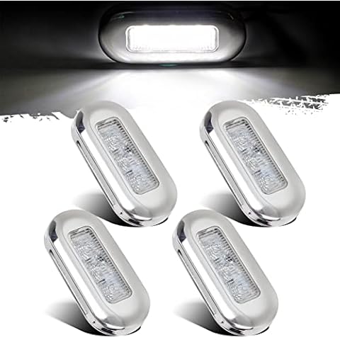 Partsam 4pcs 3" LED Oblong Stainless Courtesy Light Cover