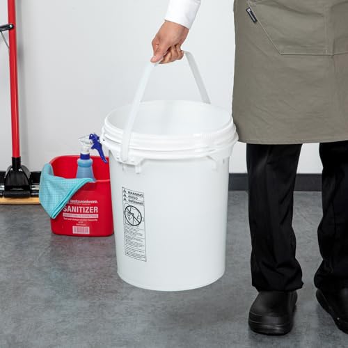 Image of Restaurantware-Met Lux 5 Gallon UN Rated Pail, 1 Screw Top Bucket - Lid Sold Separately, Airtight Seal, White Plastic Screw Top Pail, Multipurpose, Ideal for Storing Pet Food, Cereal, and Grain