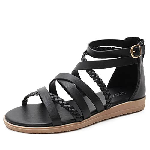 [ANGELCITY] �T���_�� �X�g���b�v �҂ݏグ ���f�B�[�X ���b�v�T���_�� �~���[�� �N���X�X�g���b�v�T���_�� �t���b�g ���[�q�[�� 2cm�q�[�� �o�b�N�t�@�X�i�[ �r�[�` KYBC16 (�u���b�N, measurement_23_point_5_
