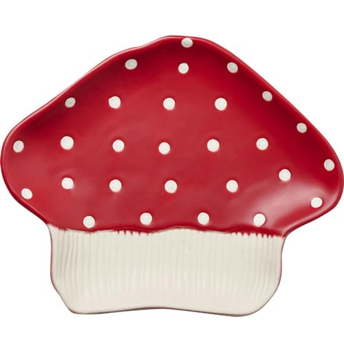 Il forno a microonde in ceramica colorata con fungo rosso