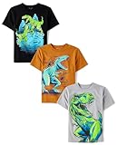 The Children's Place,Boys,Dino Short Sleeve Graphic T-Shirts,Multipacks,Dino/Dinos/TRex Body 3-Pack,Large