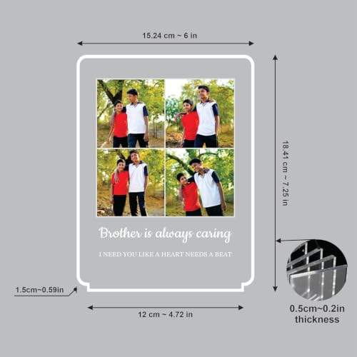 Image of Giftplease Personalized Acrylic Photo Frame LED Night Light with Rakhi Set for Brother | Custom Image Lamp, Designer Rakhi, Roli Chawal & Greeting Card Combo | Unique Rakshabandhan Gift for Bhaiya