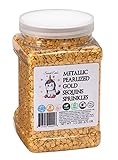 METALLIC PEARLIZED GOLD SEQUINS SPRINKLES-Dairy Free,Gluten Free,Egg Free,Vegan,Soy Free,Nuts Free,Kosher,Large,Bulk Candy,Cupcake,Cookies And Cake Topper,Jimmies,Baking,Decorating,Sugar Shapes