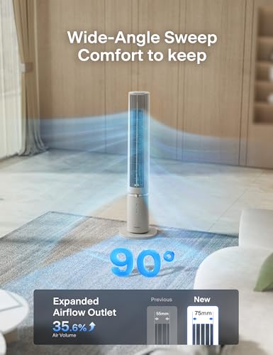 Image of PELONIS 40-Inch Tower Fan for Bedroom, Fan That Blows Cold Air, Oscillating Fan with Innovative Washable Design, 2000 CFM, 28ft /s Airflow, 4 Speeds + 2 Modes, 90 Oscillation, 23dB Quiet