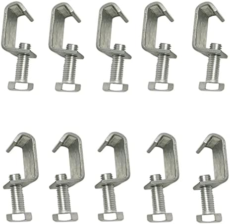 Ginyrerd 10Pcs Galvanized Steel M8 Clamp G Clamp Duct Flange Clip for Rectangular Tube Connection,Silver