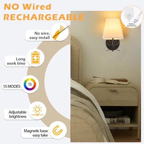 Image of PASSICA DECOR Bow Lamp Battery Operated Wall Sconces Set of 2, Rechargeable Dimmable LED Lights with 15 Colors, Timer, Remote Control, Bow Sconce for Girls Rooms, Bedroom Living Room