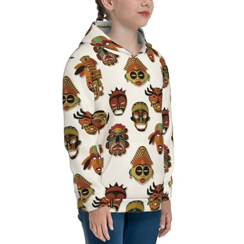 Tribal Mask Kids Pullover Hoodies Boys Sweatshirts Girls Athletic Clothes with Pocket3