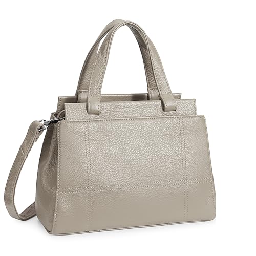 YALUXE Women's Leather Handbag Purse Shoulder Bag Crossbody Bag Double Zip Pockets Medium Size