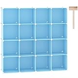 C&AHOME Cube Storage Organizer, 16-Cube Shelves Units, Plastic Storage Cubes, DIY Closet Organizer, Modular Closet Storage Shelves Ideal for Home, Bedroom, 48.4' L × 12.4' W × 48.4' H Blue UPCS16L