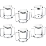 Eaasty 6 Pcs Adult Sippy Cup for Elderly, 10 oz Plastic Spill Proof Cups with 2 Handles for Adult Elderly Care Hospital Drinking Mug Easy to Grasp Handles for Hot and Cold Beverages (White)