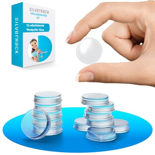 SilverRack Türstopper Wand selbstklebend 20mm Transparent [12 Stück] - Wandpuffer als Schutz für Wand und Tür - Türpuffer Wandschutz als Türstopper für Türklinken gegen Türanschlag