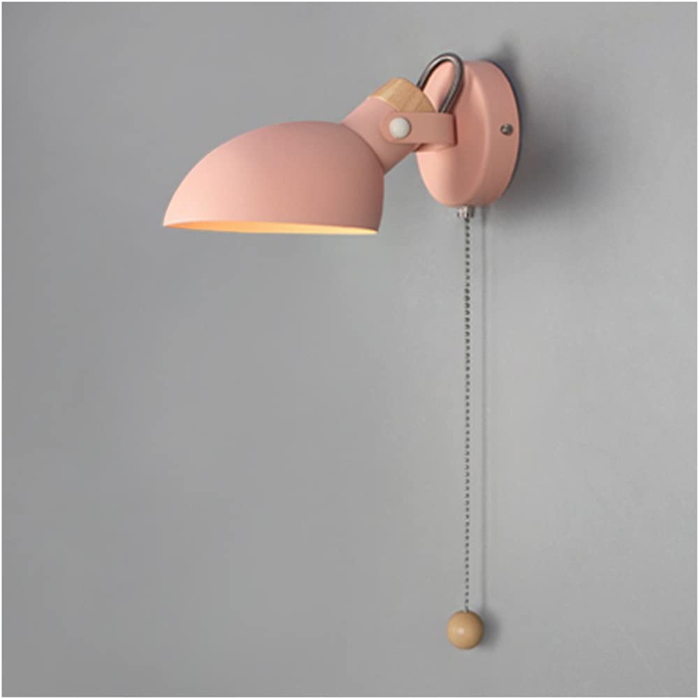 SXWNBIFH wall lamp Modern Indoor Wall Lamp with Pull Cord Switch, Nordic Adjustable Wall Spotlight E14 Socket Simple Bedside Reading Light Metal Wall Sconce for Bedroom Living Room Office Study Hallw