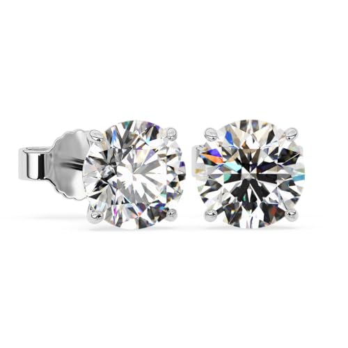Image of 1 to 16 Carat 14K White Gold IGI Certified LAB GROWN Round Cut Diamond Stud Earrings for Women 4 Prong Screw Back for her MADE IN USA (E-F Color, VS1-VS2 Clarity)
