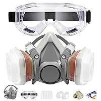 Atemschutzmaske Wiederverwendbare Halbgesichtsabdeckung mit Schutzbrille, Gasmaske mit 2 Filtern und 8 Filterbaumwolle für Malerei, Staub, Schweißen, Organische Dämpfe, Polieren und Holzbearbeitung